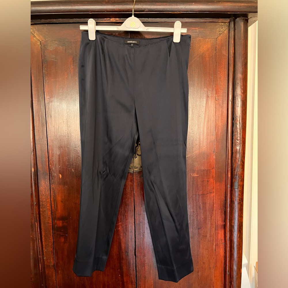 Lafayette 148 Navy Sateen Stanton Pants-Size 12